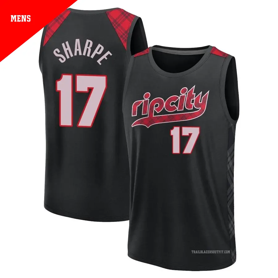 ＃17 Men's Shaedon Sharpe Portland Trail Blazers 2023/24 Fast Break Black City Edition Jersey