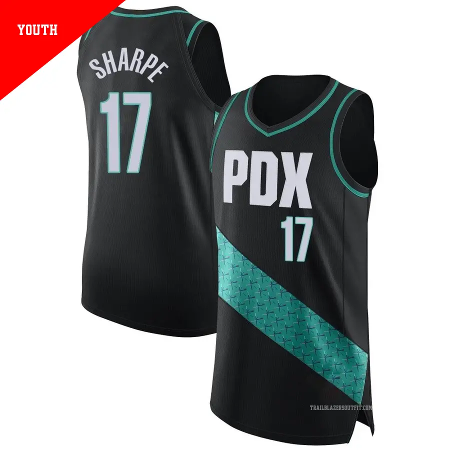 ＃17 Youth Shaedon Sharpe Portland Trail Blazers 2022/23 Authentic Black City Edition Jersey