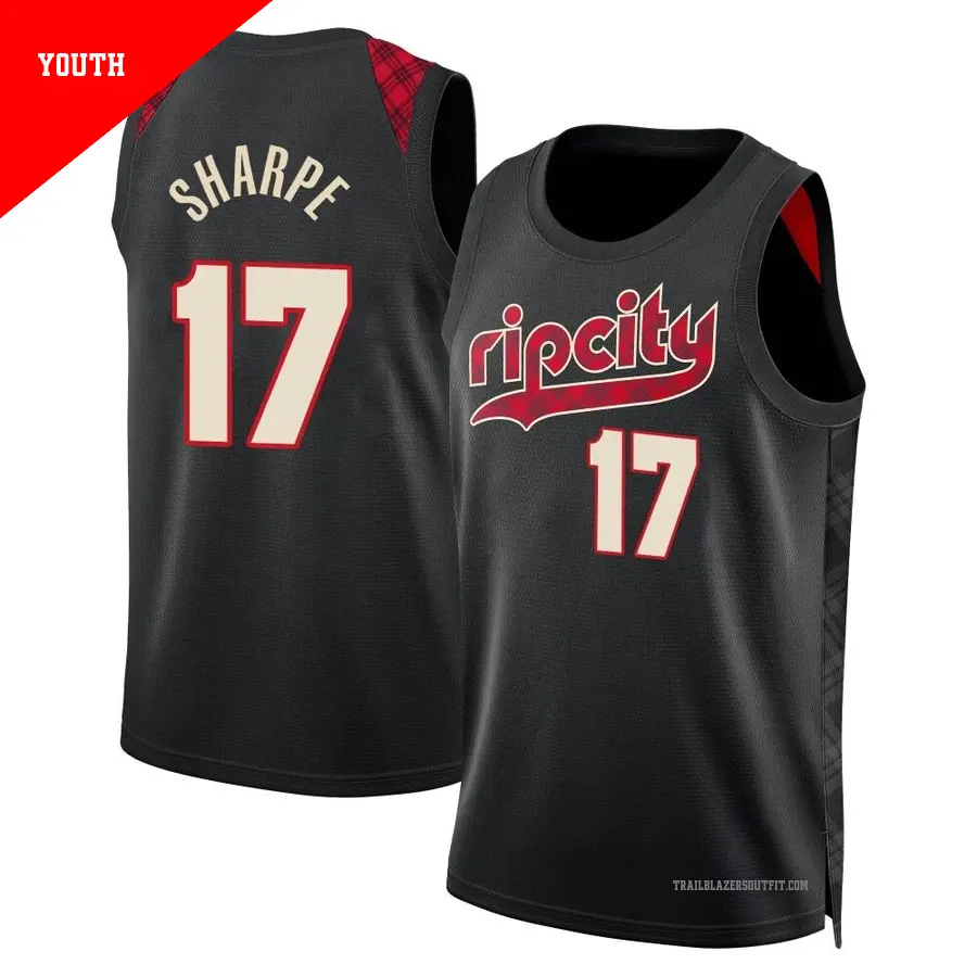 ＃17 Youth Shaedon Sharpe Portland Trail Blazers 2023/24 Swingman Black City Edition Jersey