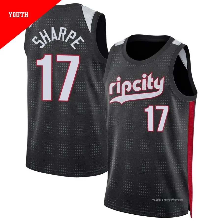 ＃17 Youth Shaedon Sharpe Portland Trail Blazers 2024/25 Swingman Black City Edition Jersey