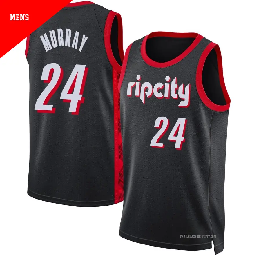 ＃24 Men's Kris Murray Portland Trail Blazers 2021/22 Swingman Black JerseyCity Edition