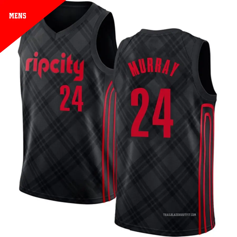 ＃24 Men's Kris Murray Portland Trail Blazers Black Swingman JerseyCity Edition