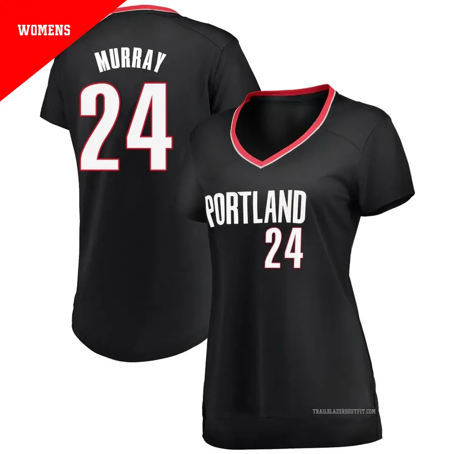 ＃24 Women's Kris Murray Portland Trail Blazers Black Fast Break JerseyIcon Edition