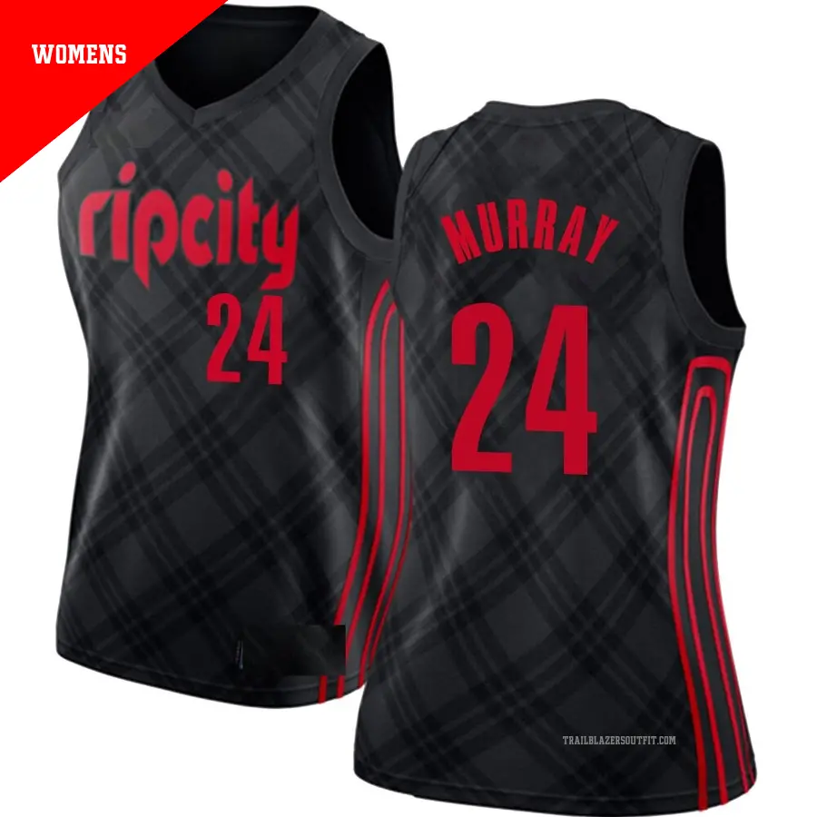 ＃24 Women's Kris Murray Portland Trail Blazers Black Swingman JerseyCity Edition