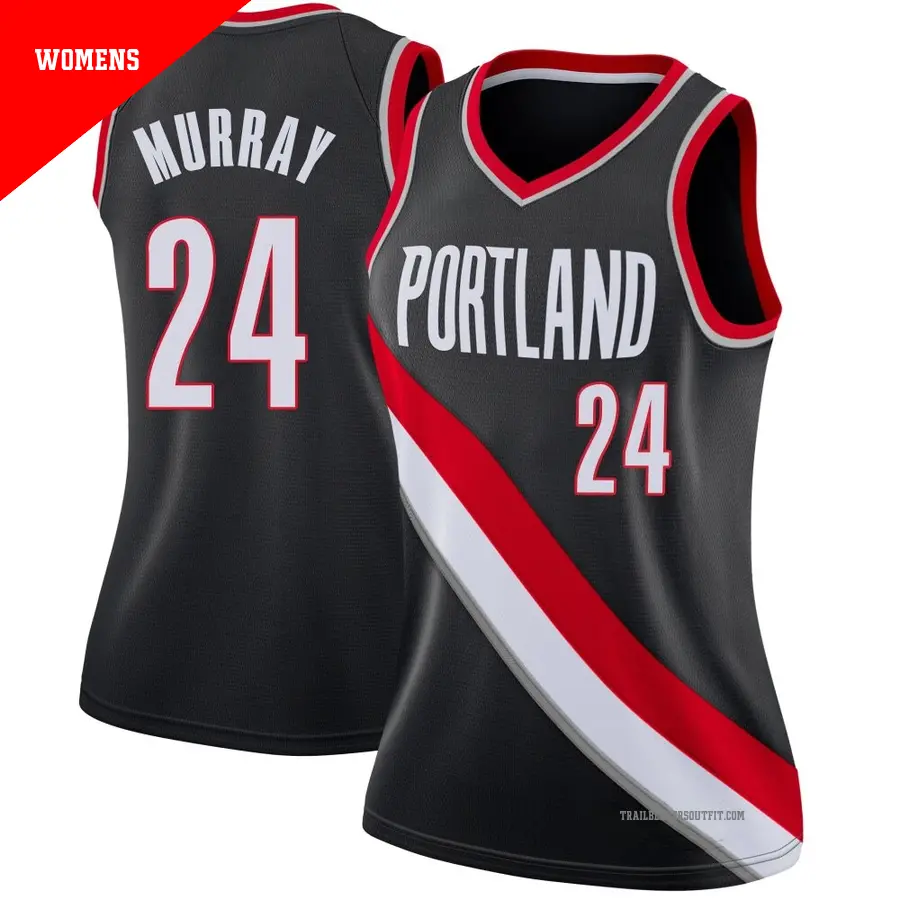 ＃24 Women's Kris Murray Portland Trail Blazers Black Swingman JerseyIcon Edition