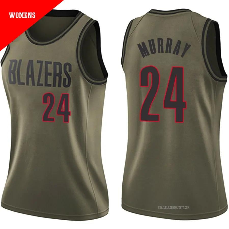 ＃24 Women's Kris Murray Portland Trail Blazers Green Swingman Salute to Service Jersey