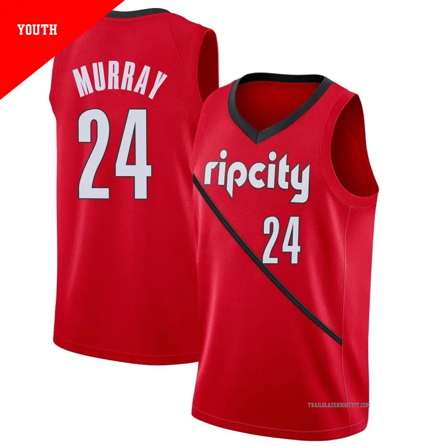 ＃24 Youth Kris Murray Portland Trail Blazers 2018/19 Swingman Red JerseyEarned Edition