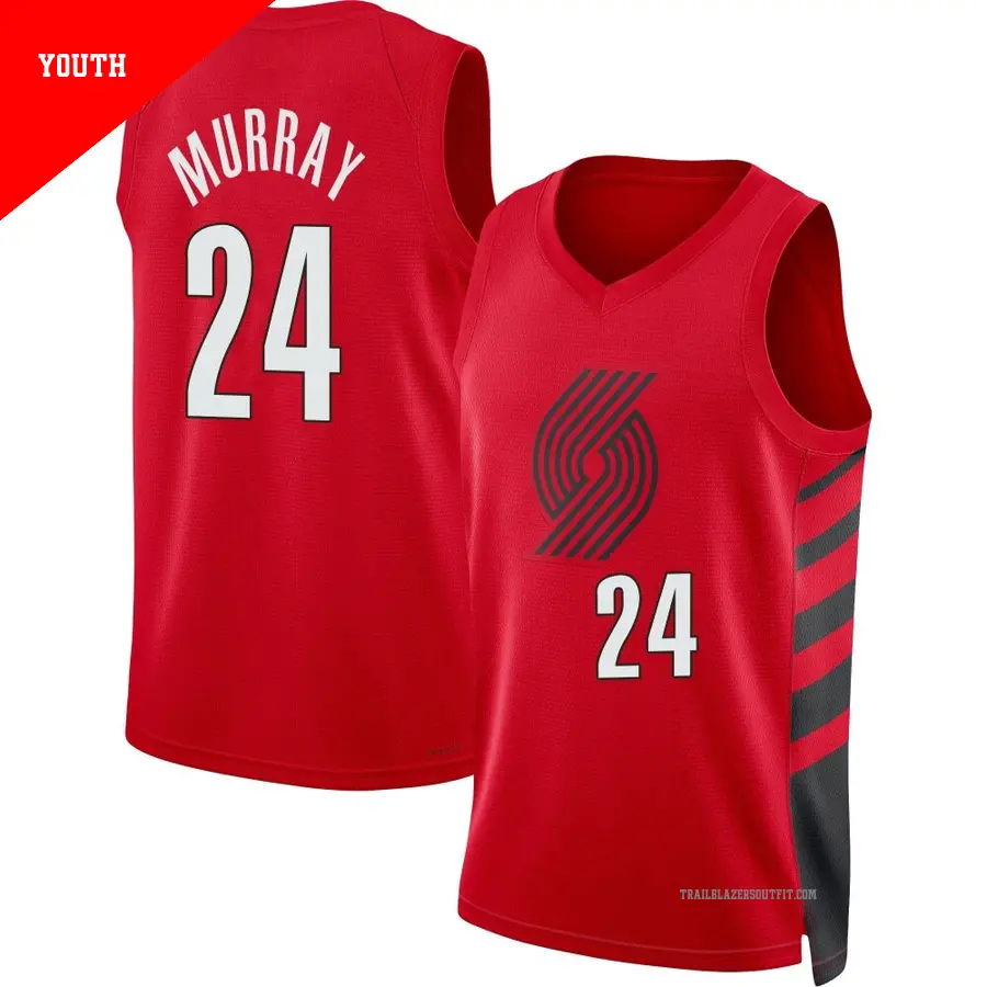 ＃24 Youth Kris Murray Portland Trail Blazers 2022/23 Swingman Red Statement Edition Jersey