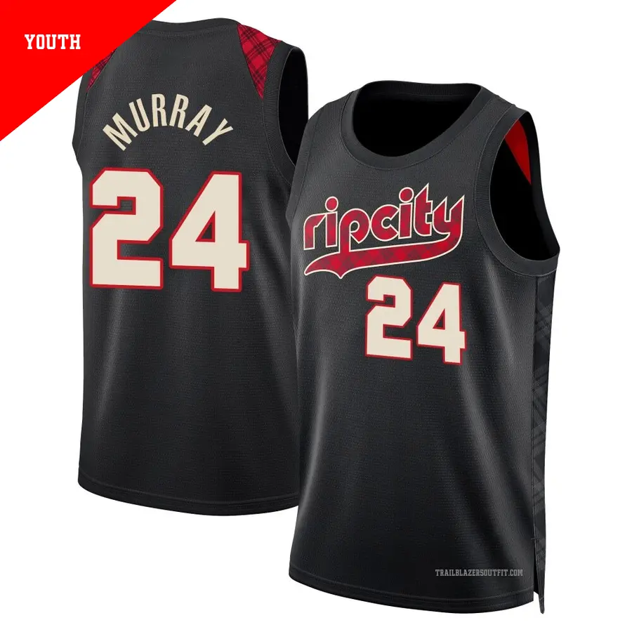 ＃24 Youth Kris Murray Portland Trail Blazers 2023/24 Swingman Black City Edition Jersey