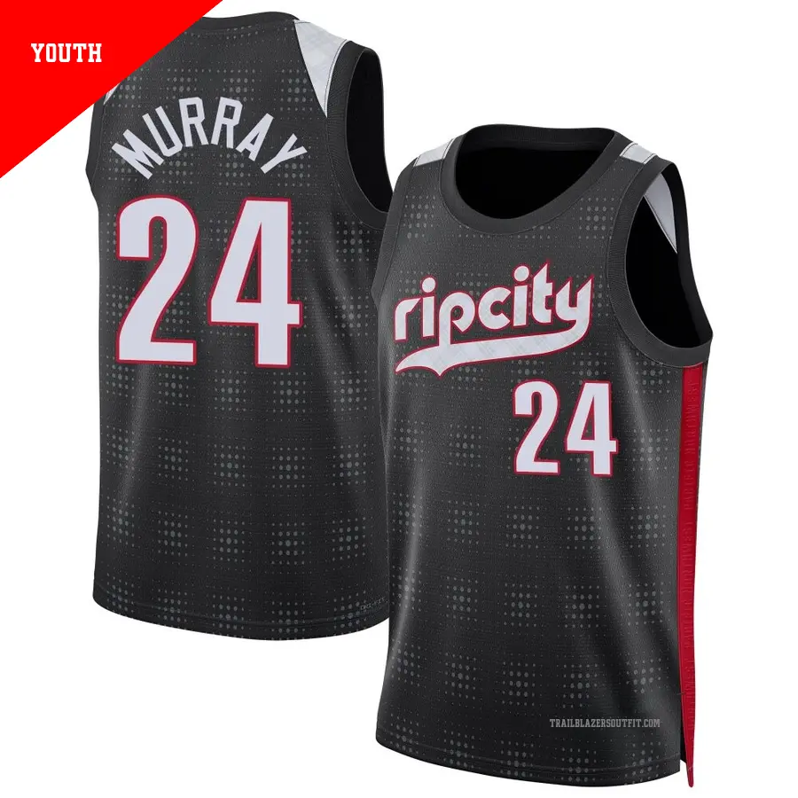 ＃24 Youth Kris Murray Portland Trail Blazers 2024/25 Swingman Black City Edition Jersey