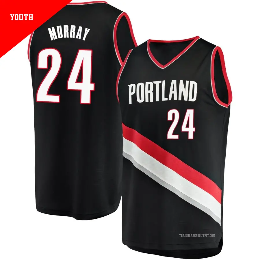 ＃24 Youth Kris Murray Portland Trail Blazers Black Fast Break JerseyIcon Edition