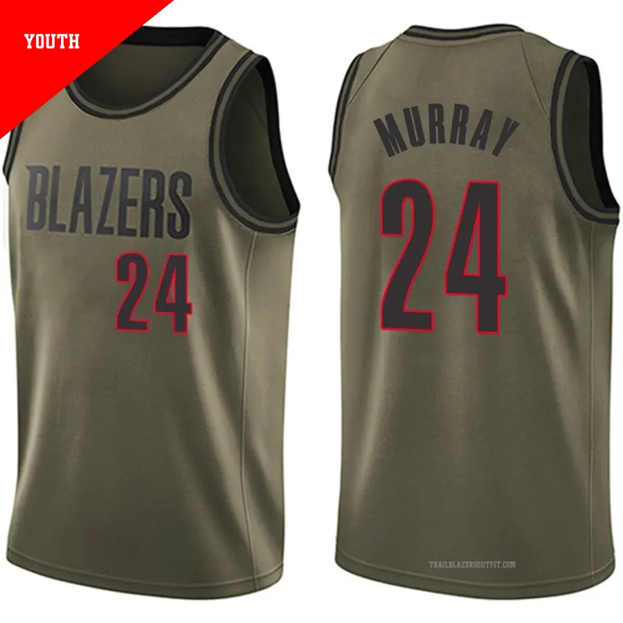 ＃24 Youth Kris Murray Portland Trail Blazers Green Swingman Salute to Service Jersey